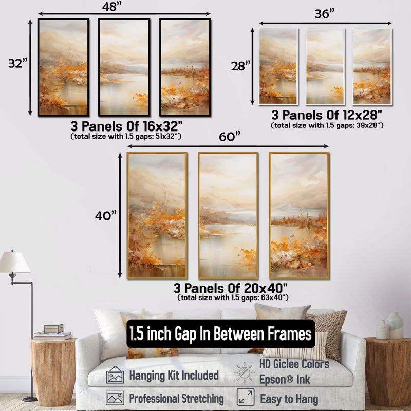 «Lakes Rivers Dreamscape Charm Art liquide - ensemble d'art mural rivière, H 28 po x l 36 po x P 1 po, Cadre flottant noir