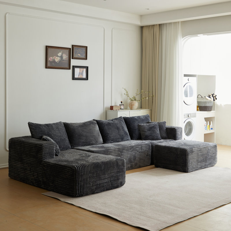 Canapé modulaire Cloud, revêtement en mousse grise, en forme de U moderne, confort de salon
