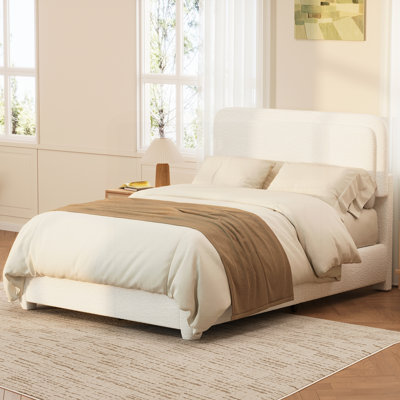 Modern Platform Bed with Curved Cloud Headboard
