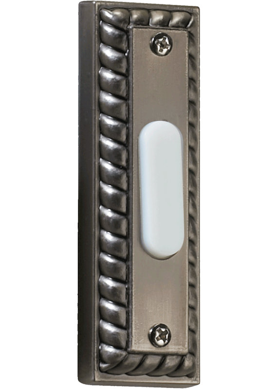 Bouton-poussoir rectangulaire en argent antique