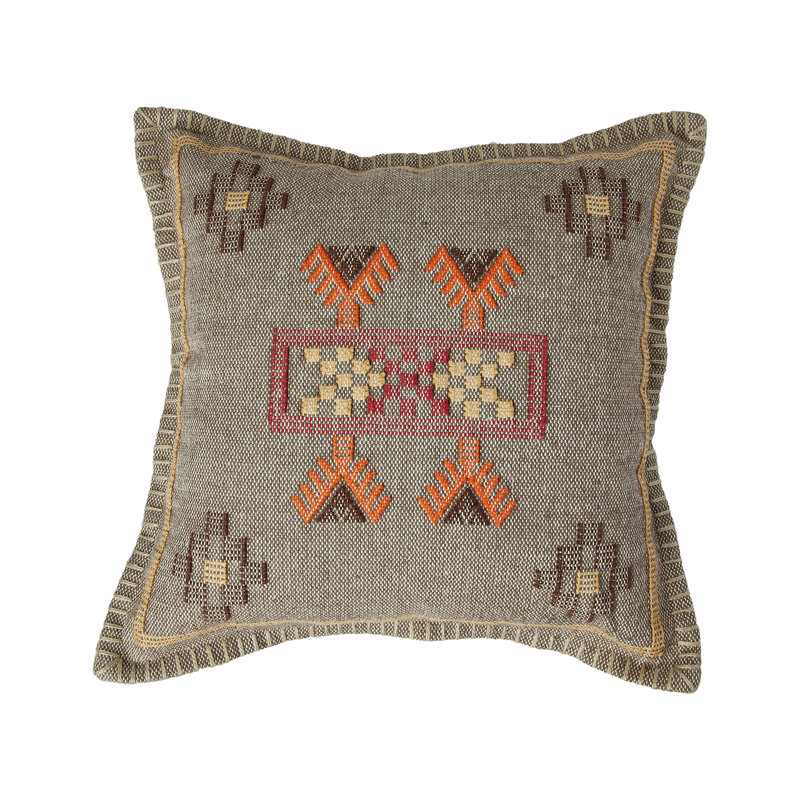 Handwoven Multicolor Cotton Square Embroidered Throw Pillow