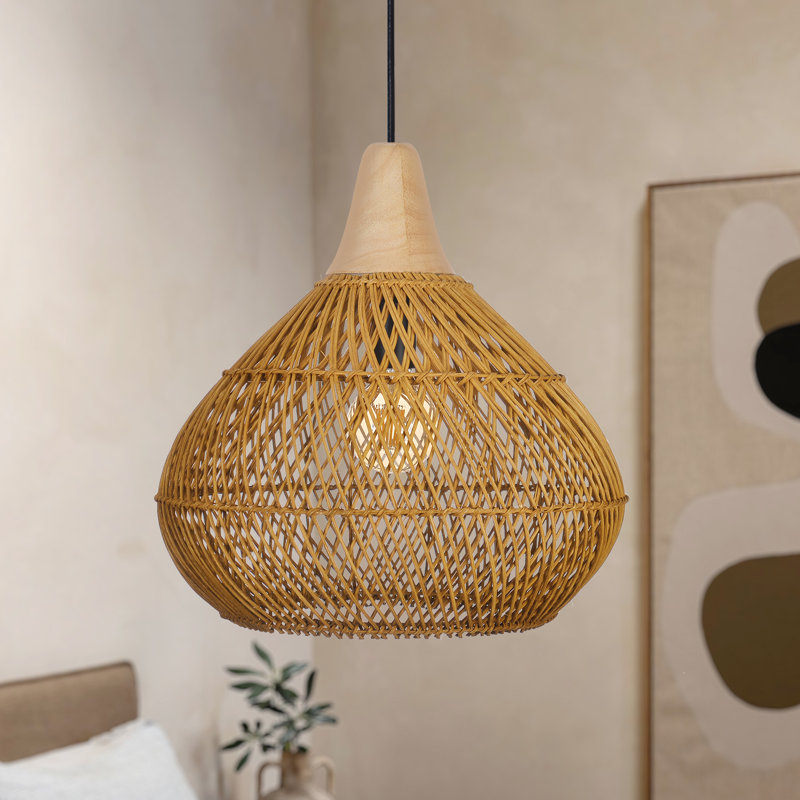 Rattan Pendant Light  Wicker Chandelier for Dining Room Kitchen Island, 78" H x 15.75" W x 15.75" D
