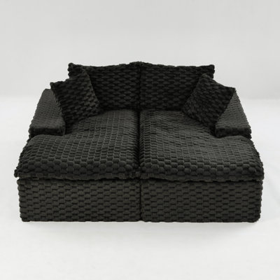 Multifunctional Double Chaise Lounge Turtle Velvet Upholstery Modern Style For Living Room & Bedroom Relaxation