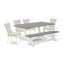 L'ensemble de table de salle à manger 6 pièces contient une table de salle à manger en ciment, un banc en bois et 4 chaises rembourrées en tissu de lin avec dossier capitonné - Lin brossé blanc-516785990-451015406-516785989