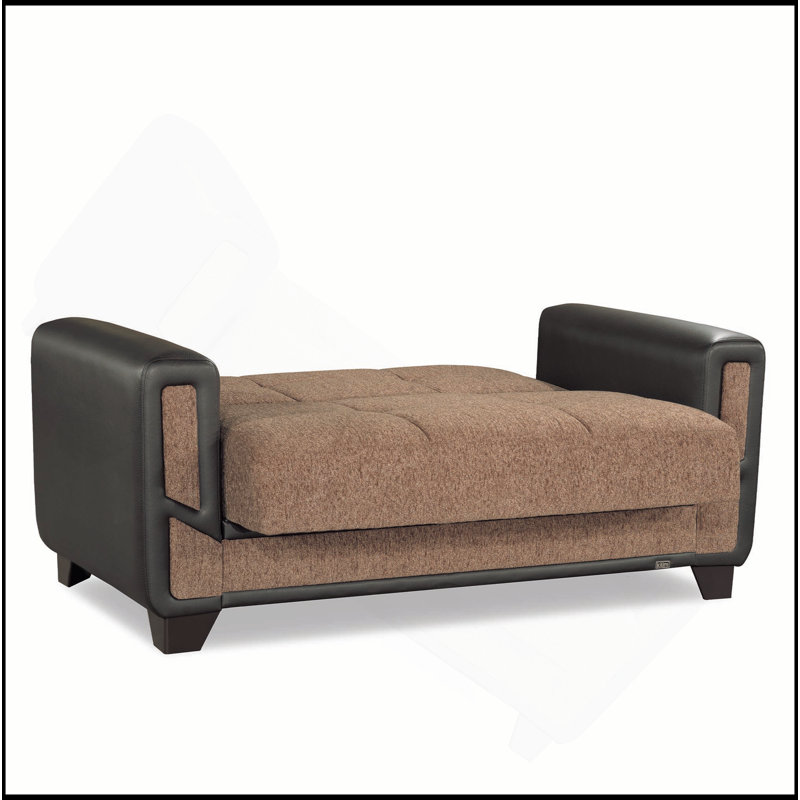 Causeuse convertible rembourrée avec rangement, brun, Brun, Brun