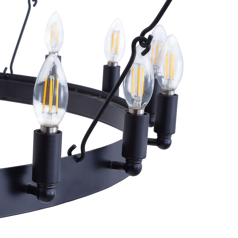 Luminaire suspendu en forme de roue à 2 niveaux avec ampoule E12 et 48 lumières Brisa, H 108,26 po x l 55,11 po x P 55,11 po