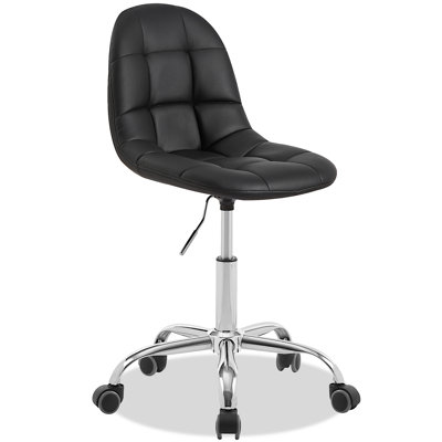 Modern Upholstered Armless Office Chair With Wheels, Adjustable Height Mid-Back Swivel Desk Chair by Ebern Designs