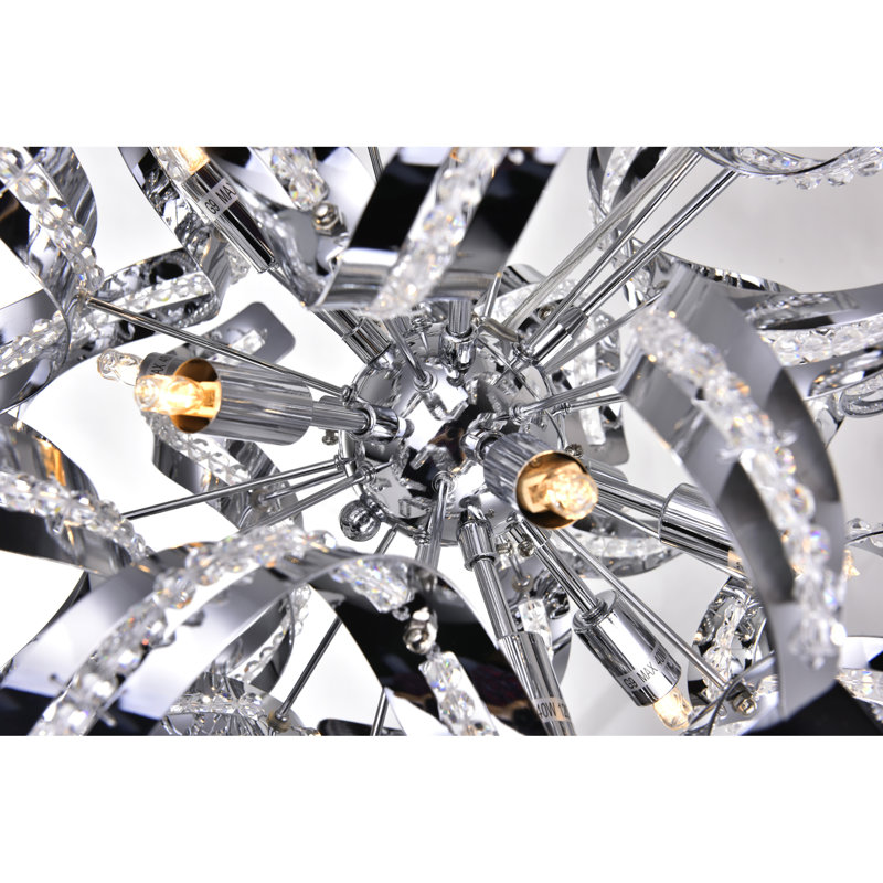 12 Light LED Chandelier, 19-Inch, Chrome Finish for Dining Room, Living Room, Foyer, and Bedroom
