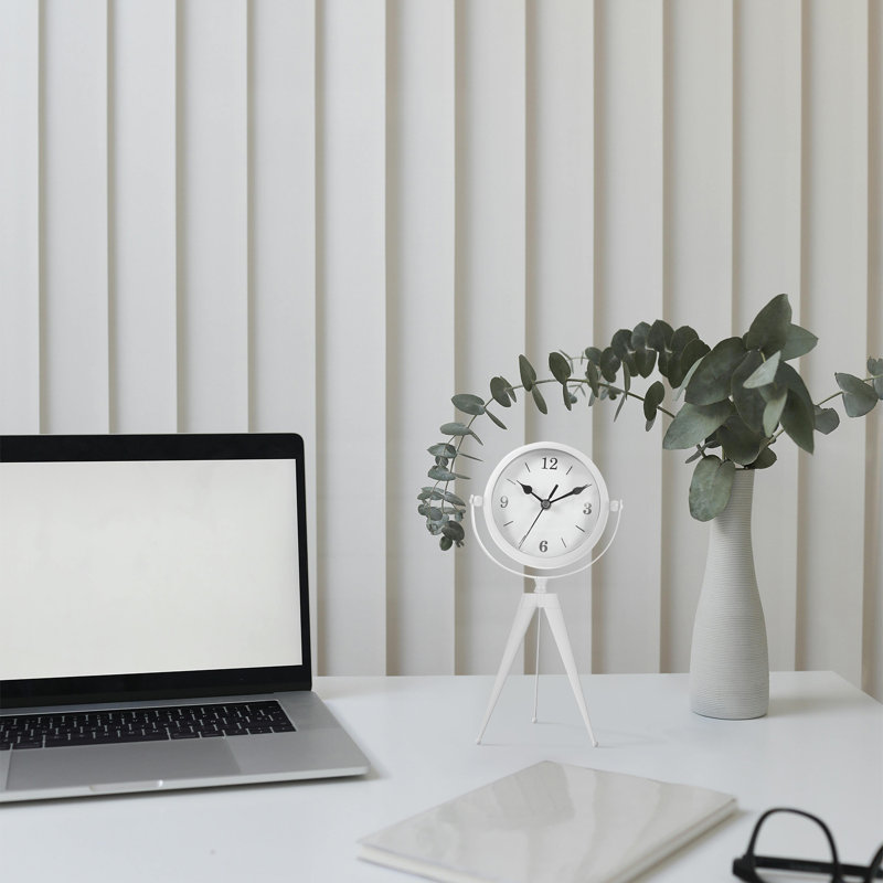 Analog Battery Tabletop Clock White