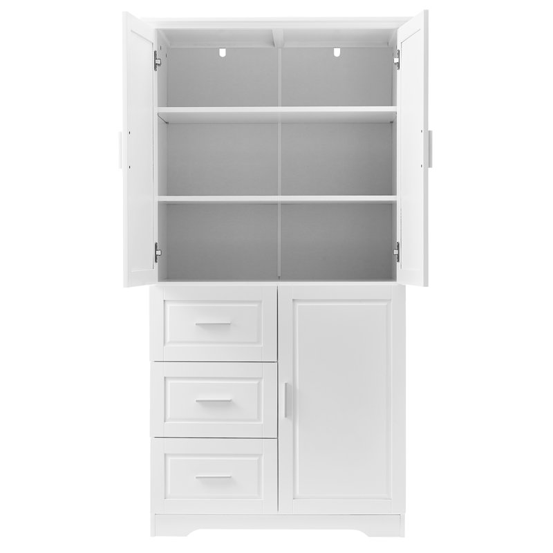 Grande armoire de rangement avec tiroirs et tablettes réglables, haut organisateur autoportant de 62,2 po pour la salle de bain, la cuisine ou le bureau