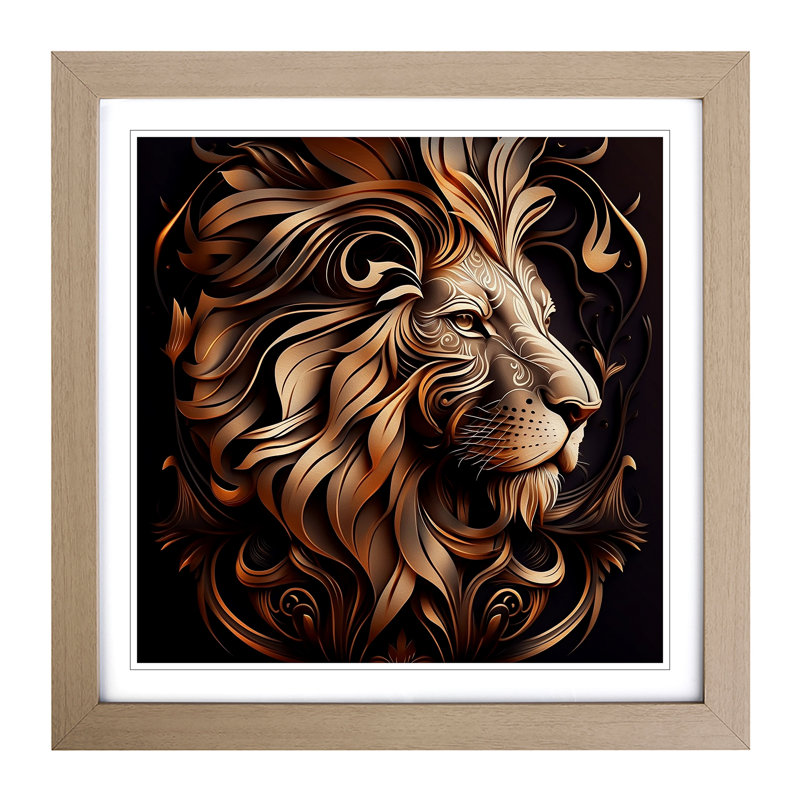 LionNo.1 - Framed Print, Oak