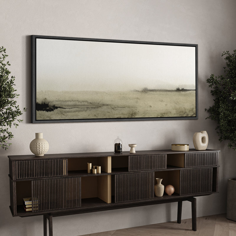 " Minimalist Monochrome Wetland Antique Retro Fine Art Colorful Bedroom Extra Large Wall Decor ", 30" H x 60" W, Black