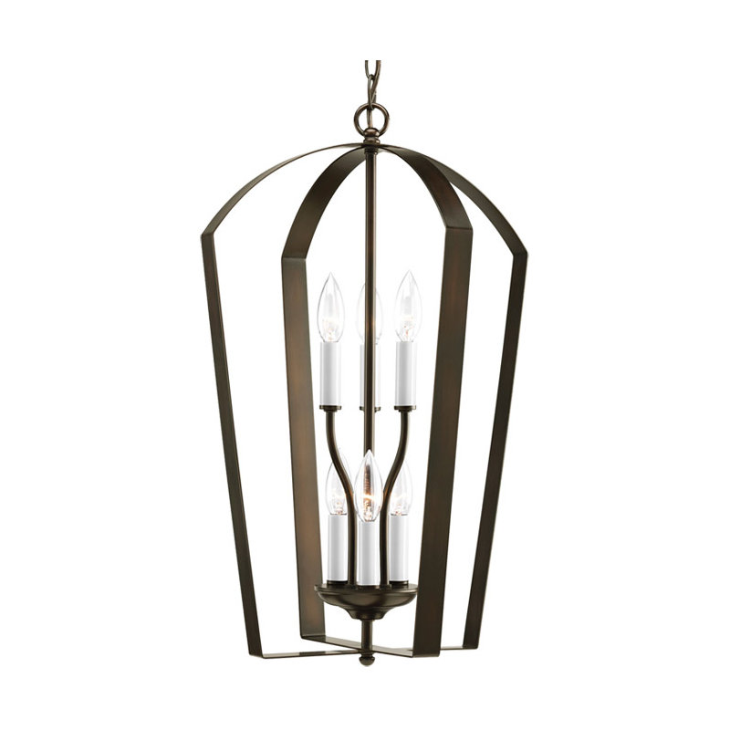 Lustre géométrique à 6 lumières Carilynn, Bronze antique