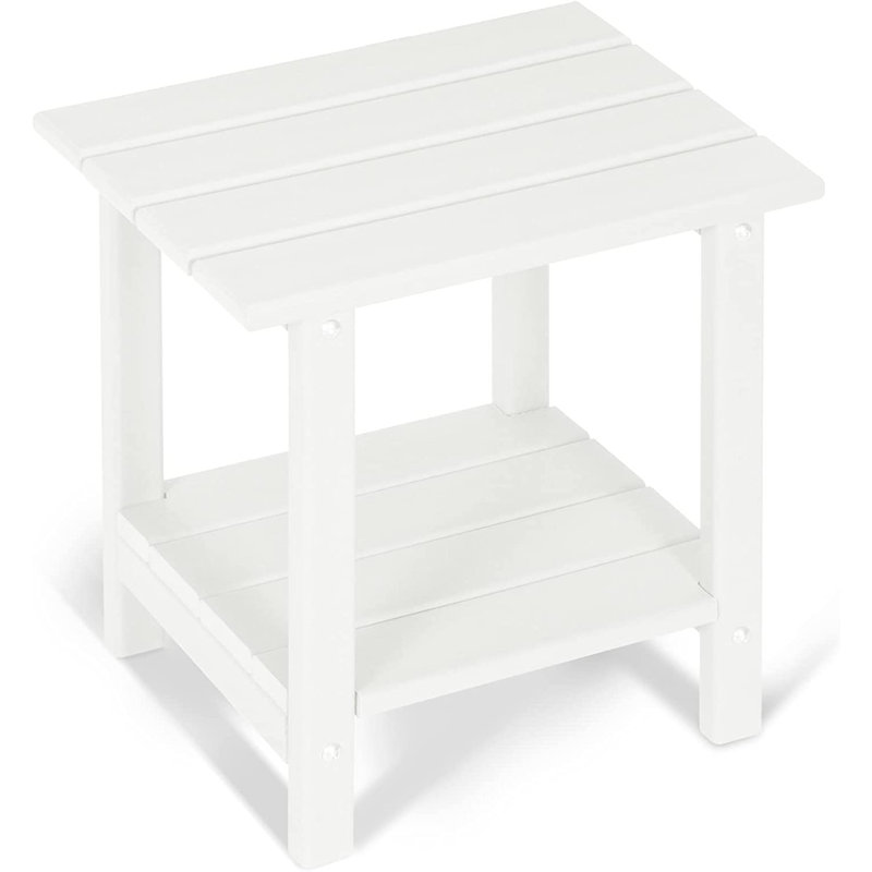 Outdoor Adirondack Table, 2 -tier Patio Weather Resistant Side Table, White