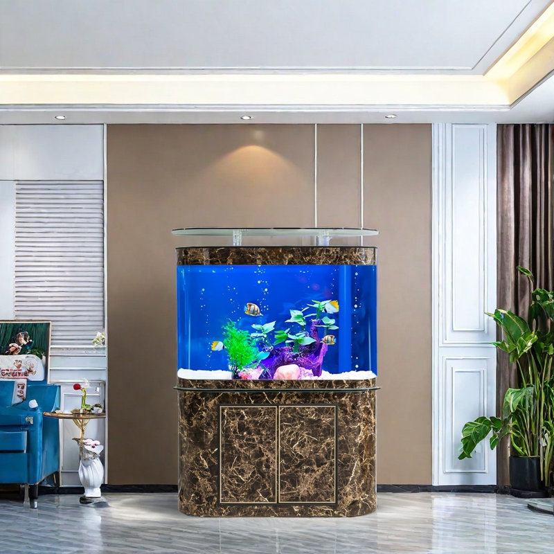 Aquarium semi-circulaire brun foncé Eco, 79 gallons (H 63 po x l 47,2 po x P 19,6 po)
