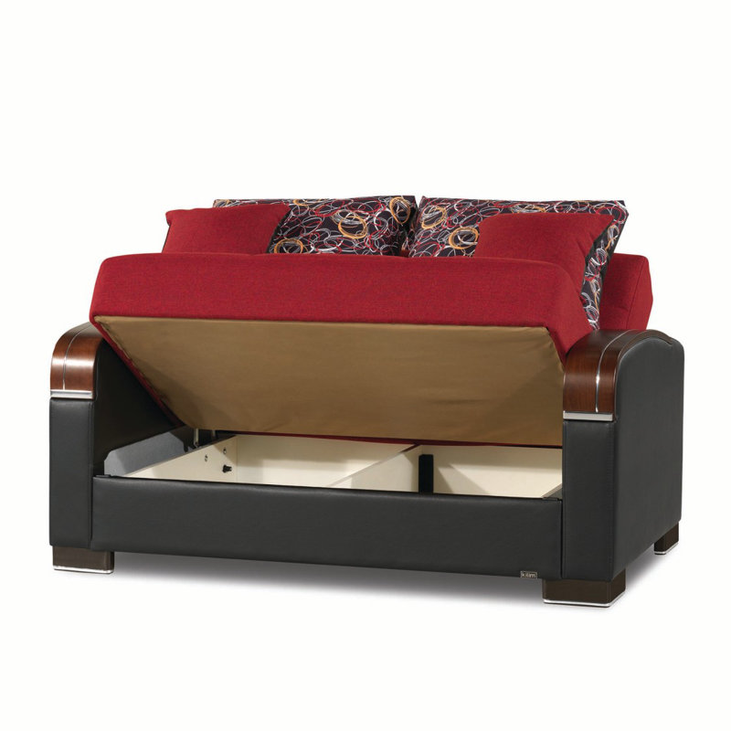 Causeuse convertible avec rangement Primenest, Polyester rouge