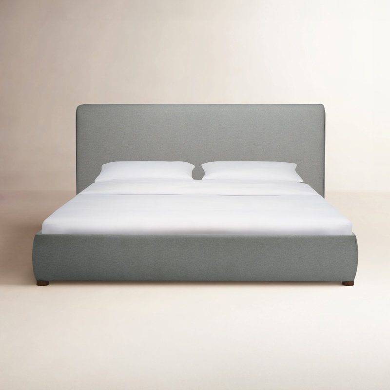 Callahan Upholstered Bed, Queen, Light Gray Linen