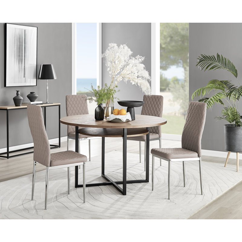 4 - Person Dining Set, Cappuccino/Silver