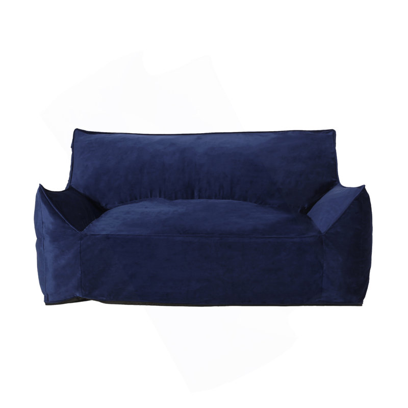 Comfortable Armrested Bean Bag Chair For Relaxation And Style, 32" H x 60" W x 40" D, Blue Solid Velvet