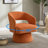 Rachedi 360° Swivel Velvet Barrel Accent Chair with Curved Backrest-117872105
