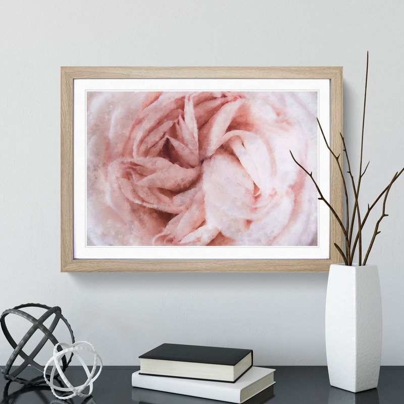 Petals of a Pink Carnation - Picture Frame Graphic Art Print, 33cm H x 45cm W x 2cm D, Oak