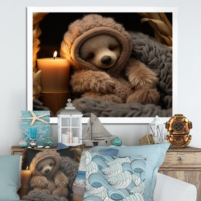 «Brown Sloth Serenity Sleep» - art mural paresseux