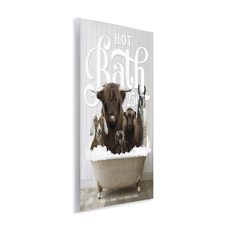 " Farm Animals In Bath ", 15" H x 10" W x 0.5" D