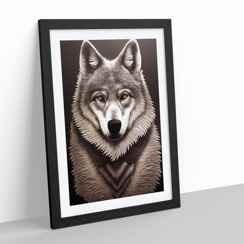Amazing Wolf - Print, Black Framed Paper, 66cm H x 48cm W, White
