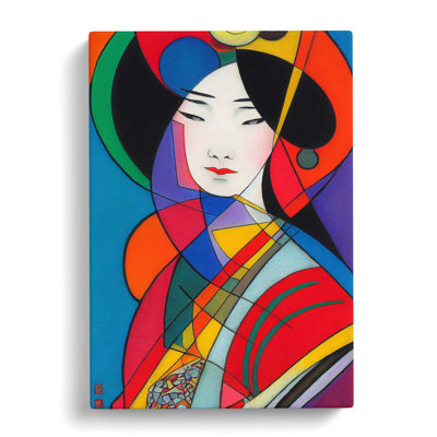 Geisha In Abstract No.1 - Wrapped Canvas