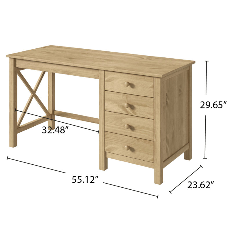 Chelon Solid Wood Top Writing Desk, Brown