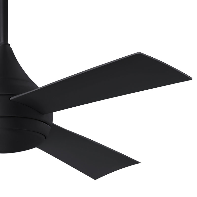 Donaire LED Outdoor Downrod Ceiling Fan, Matte Black, Matte Black