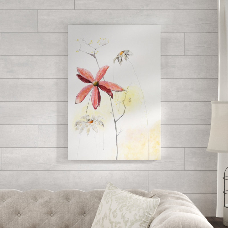 «Watercolor Flowers IV» par Chelsea Art Studio - Peinture sur toile, Extérieur, H 53 po x l 36 po x P 1,5 po