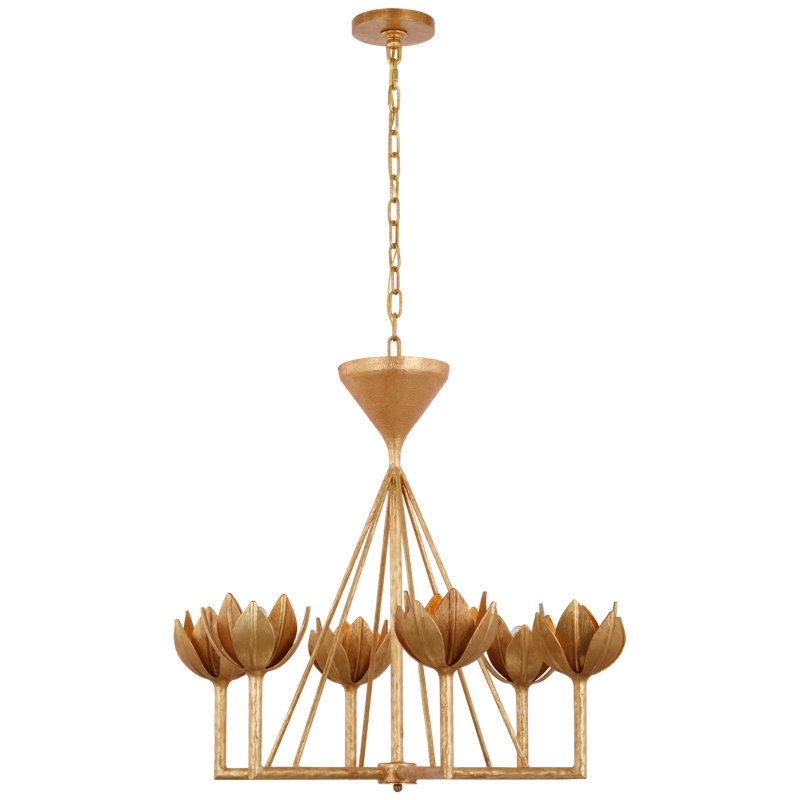 Alberto 6 - Light Chandelier, 27" H x 28.75" W x 26.75" D, Antique Gold Leaf