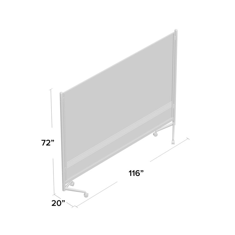 DOC Mobile Dry Erase Whiteboard Divider, 73" x 100"