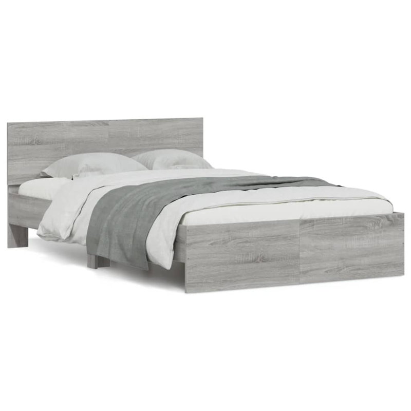 Nobue Bed, Small Double ( 120 x 190 cm), Grey Sonoma