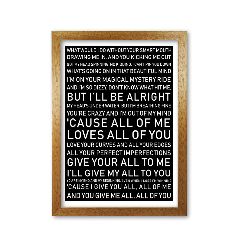 All Of Me - Print, 42 cm H x 30 cm W x 5 cm D, Honey Oak Frame