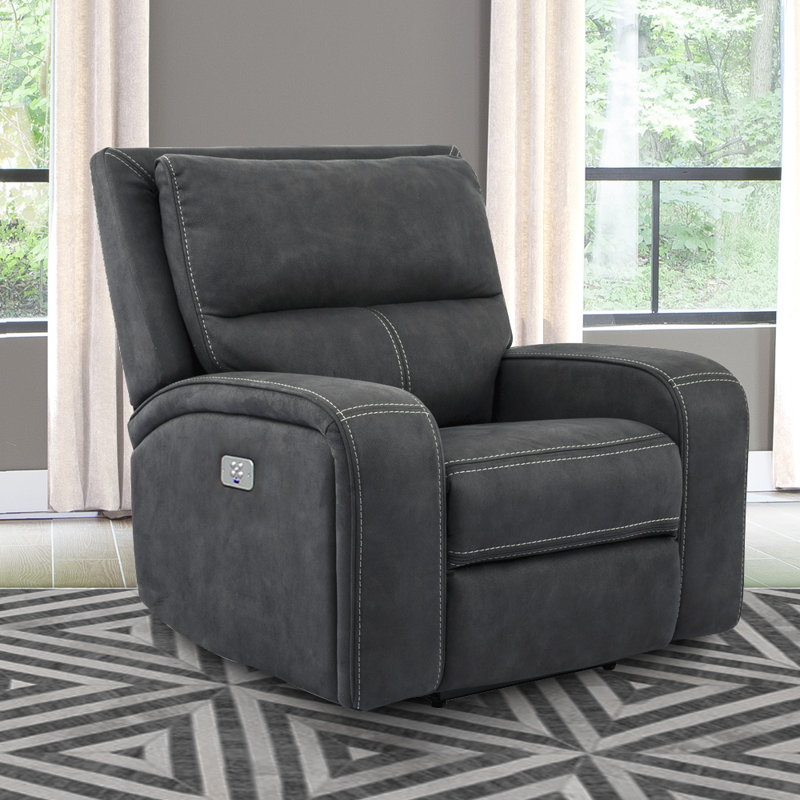 Polla 40" Upholstered Power Recliner with Adjustable Headrest Two Pack, Slate