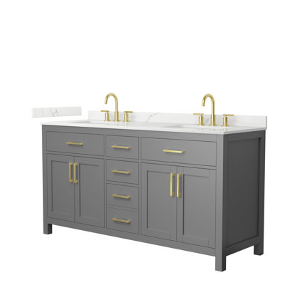 Beckett 66" Freestanding Double Bathroom Vanity with Quartz Top
