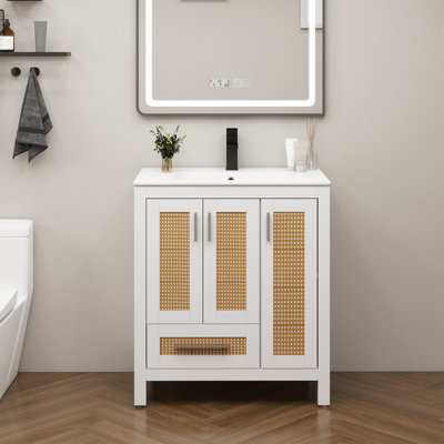 Meuble-lavabo 30 po avec lavabo blanc
