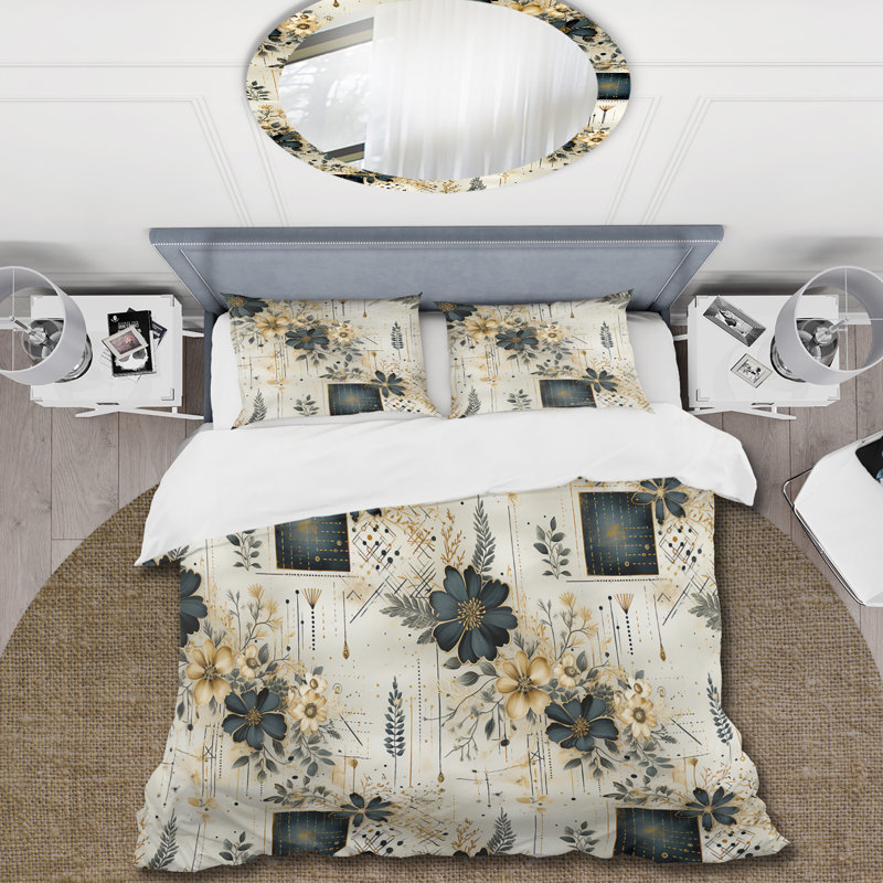 Ensemble de housse de couette Ferns, Housse de couette simple + 1 taie décorative stan