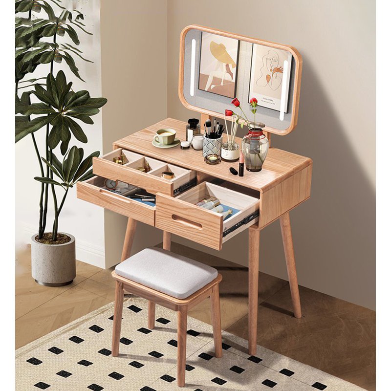 Ensemble de meuble-lavabo moderne en bois massif avec cadre lumineux
