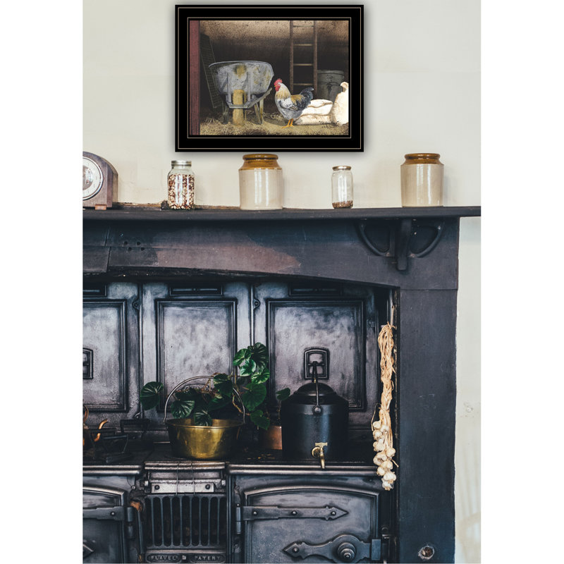 "Poulet" par Billy Jacobs, reproduction encadrée prête à accrocher, cadre noir