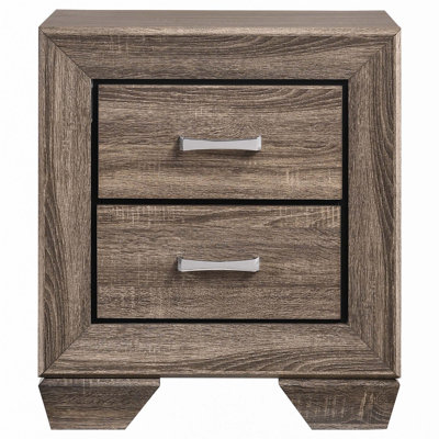 Tomasina Washed Taupe 2-Drawer Rectangular Nightstand