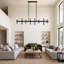 Suspension linéaire à 8 lumières avec variateur, style bougie, pour îlot de cuisine, salle à manger et salon.-348697450