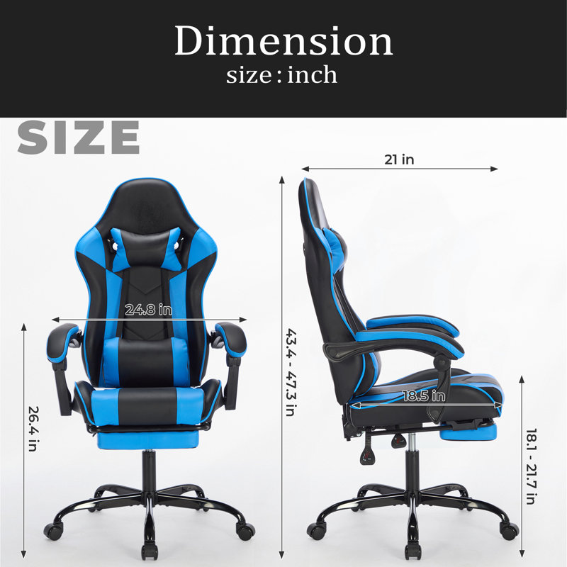 Gaming Chair With Footrest, Ergonomic Computer Chair With Headrest And Lumbar Support, Breathable Material Height Adjustable Video Game Chairs For Adults