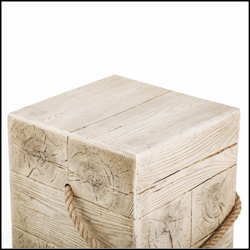 Rustic Retro MGO Side Table with Simulated Braided Cord for Indoor and Outdoor Decor, Durable and Stylish