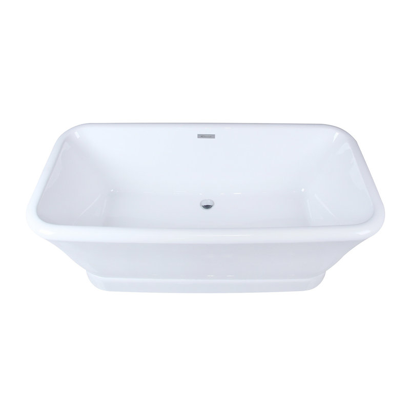 Baignoire piédestal rectangulaire ovale en acrylique 71 pouces avec drain Kingston Eden Aqua Brass Kingston (sans perçage de robinet)