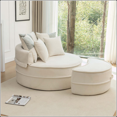 Fauteuil demi-tonneau d'appoint surdimensionné avec 5 coussins