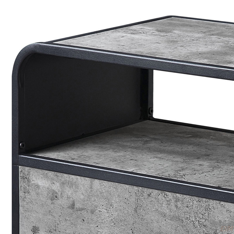 Concrete Grey And Black Drawer TV Stand (TV Stand), 22.48"H x 14.51"L x 39.51"W
