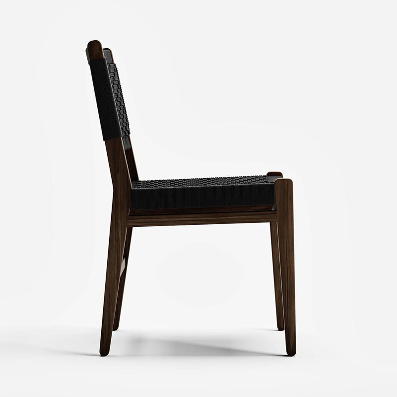 Chontales Dining Chair, Black V Braided Cord, Coffee